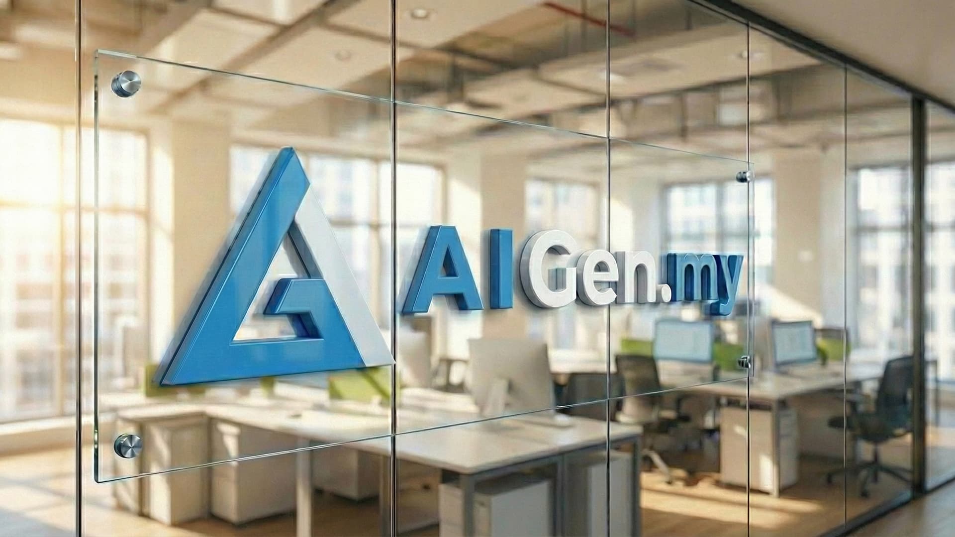 The AIGen.my office behind a glass wall